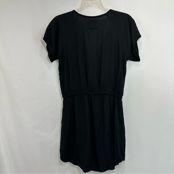 Element Eden Black Dress Sz Small Embroidered Neckline Cinched Waist Black - Picture 2 of 8